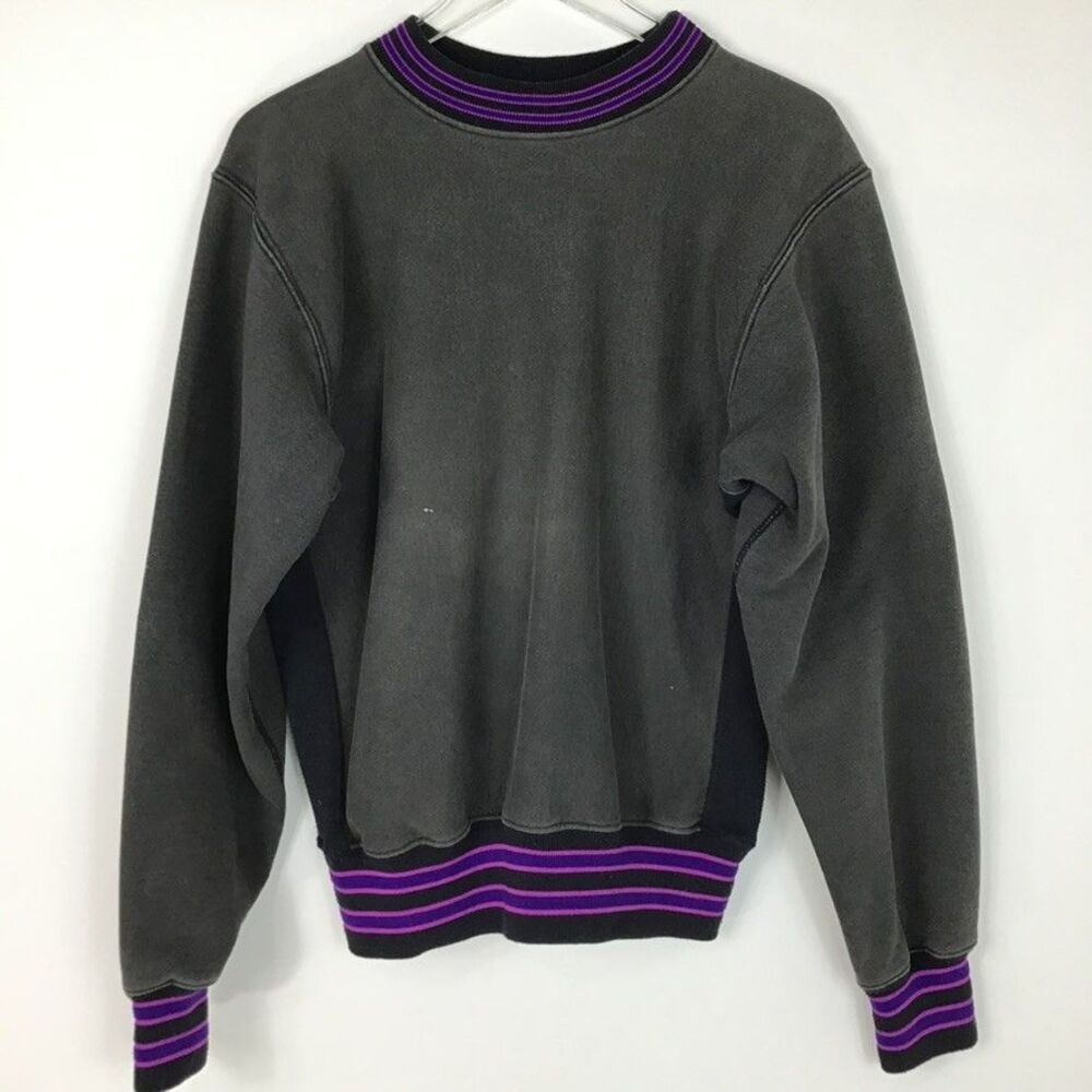 Vintage Mt Spokane Knitting Sweatshirt Womens L Gray Crew Ringer Neck Oversized